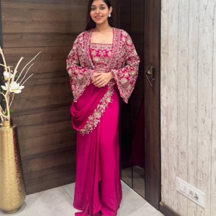 Ready to wear Embroidered, Self Design Pre Draped Saree