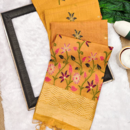 Soft Chanderi Cotton Saree With Classic Floral Weaving
