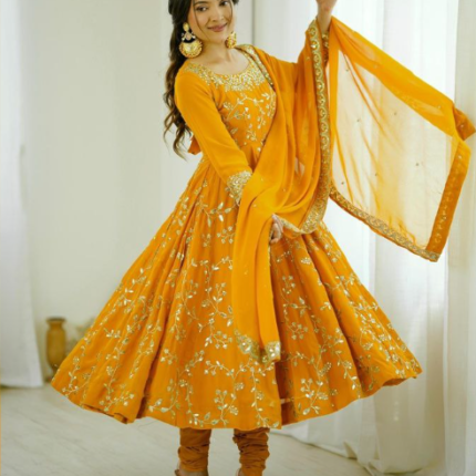 Heavy Faux Georgette With Embroidery Sequins Work