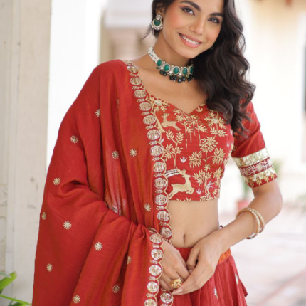 Premium Silk Lehenga With Sequins Embroidery Work