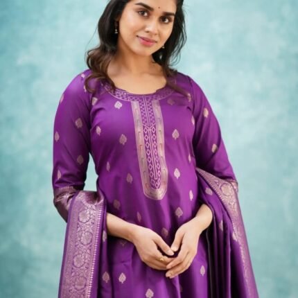 Classy Purple Paithani Silk Salwar Suit With Zari Dupatta