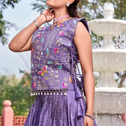 Glam Lavender Gold Crush Embroidered Lehenga Choli