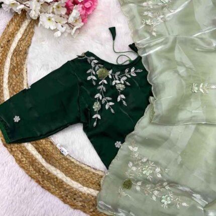 Fabulous Jimmy Choo Satin Saree With Khatli Work