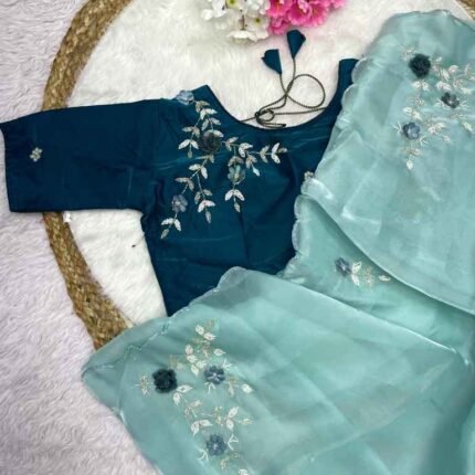 Trendy Jimmy Choo Satin Saree With Khatli Work