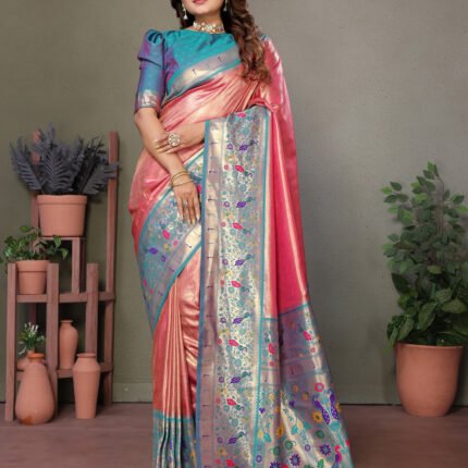 Pure Banarasi Tissue Silk Saree With Weaving Butties