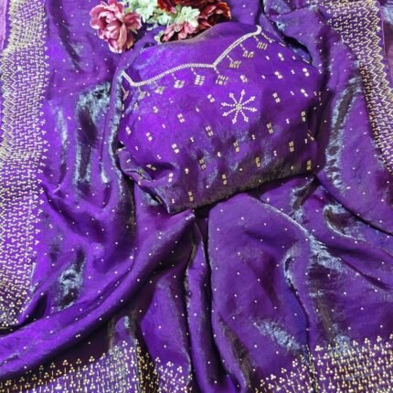 Purple Soft Space Silk Saree With Dual Shaded Fabric