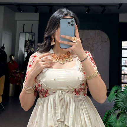 Stunning Silk Peplum Style Lehenga Choli With Koti