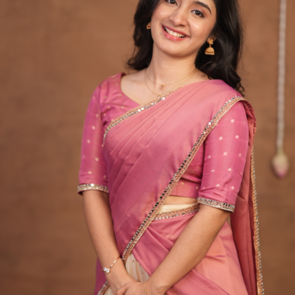 Gorgeous Pink Chinon Silk Lehenga With Canvas Patta