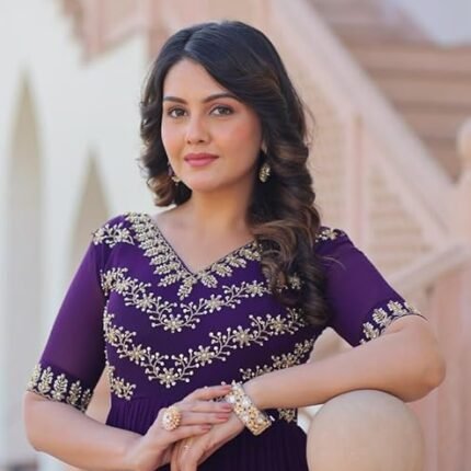 Purple Faux Blooming Gown With Sequins Work