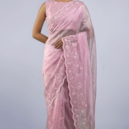 Classy Pure Chanda Silk Flower Embroidered Saree