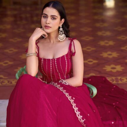 Stunning Pink Fendi Lehenga Choli With Sequins Embroidery Work