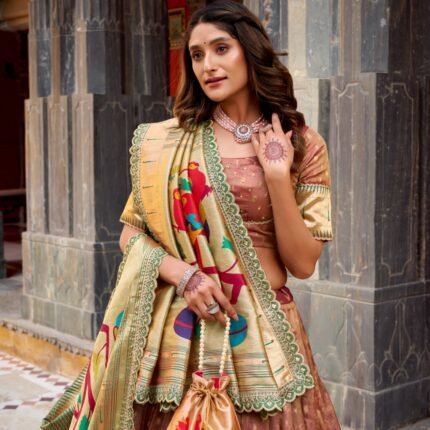 Designer Shimmer Organza Lehenga Choli With Zari Weaving