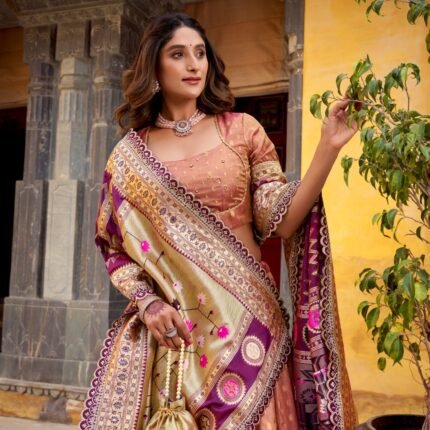 Shimmer Organza Lehenga Choli With Zari Weaving