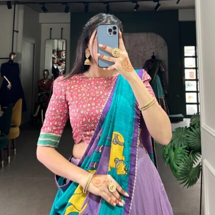 Latest Tussar Silk Lehenga Choli With Kalamkari Print