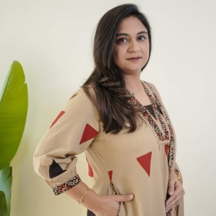 Beige Jaipuri Cotton Kurta Suit Set With Ajarakh Print