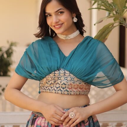 Trendy Russian Silk Lehenga Choli With Foil Embroidery Work