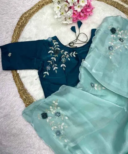 Trendy Jimmy Choo Satin Saree With Khatli Work